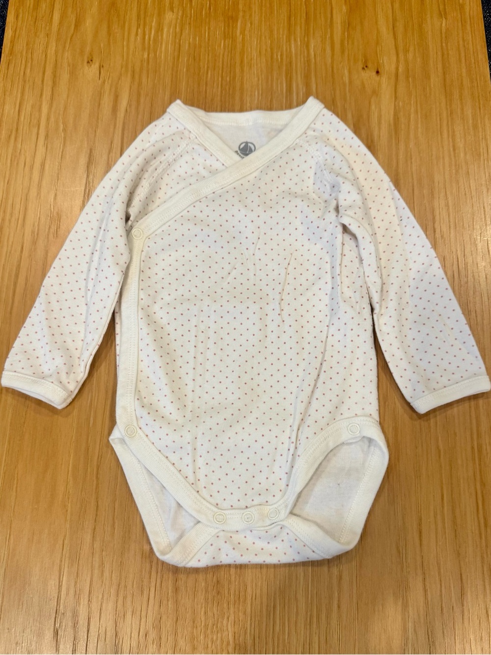 Petit Bateau Long-Sleeve Cotton Wrap Onesie Bodysuit